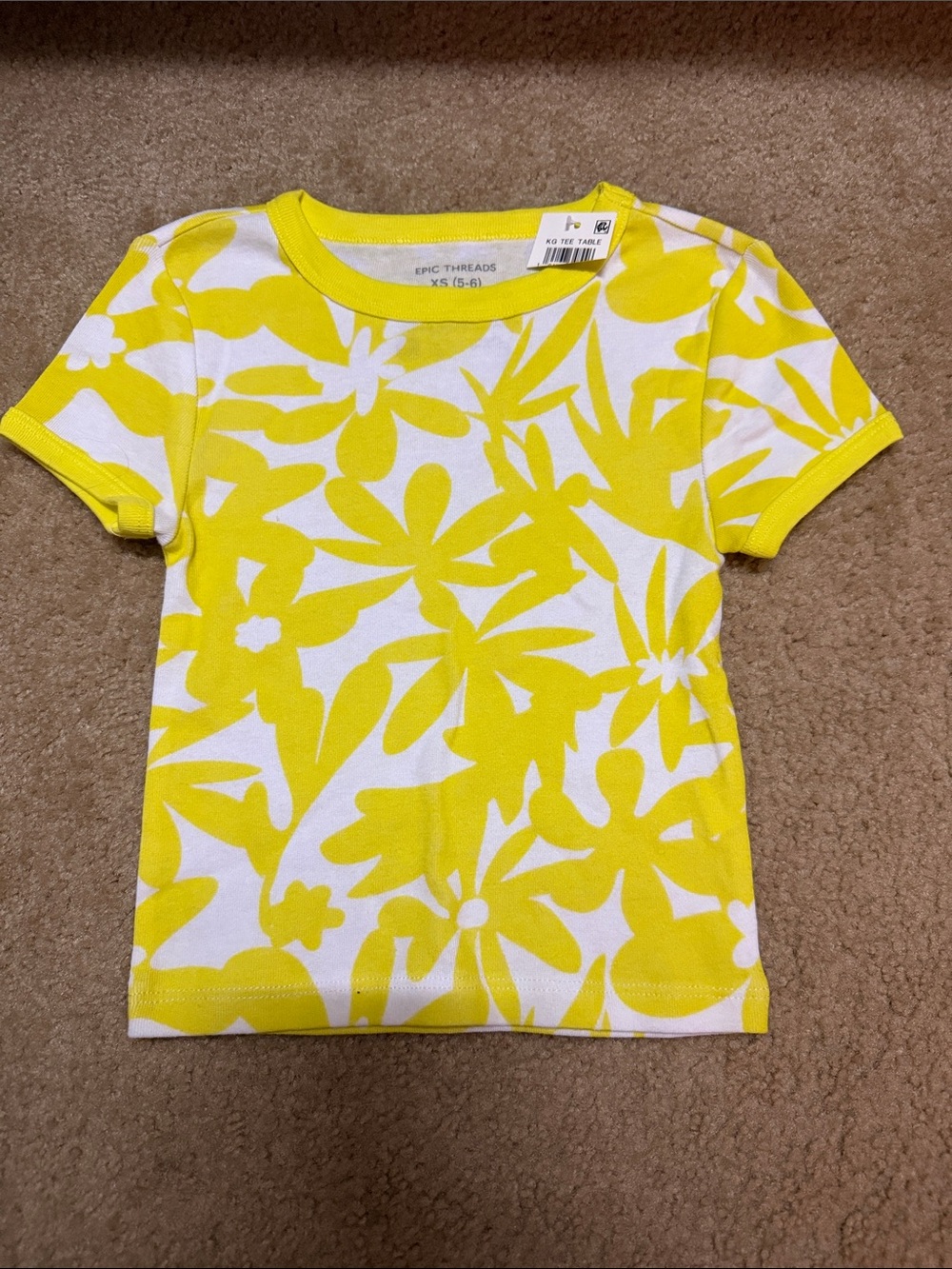 Epic Threads White and Yellow Floral Crewneck Tee